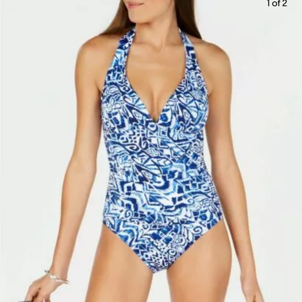 Ralph Lauren blue &white size 14 swimsuit, NWT